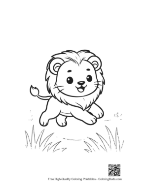 Thumbnail: Funny Little Lion Cub Playing Joyfully in the Field Printable