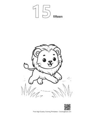 Thumbnail: Funny Little Lion Cub Playing Joyfully in the Field Printable Outline Number 15