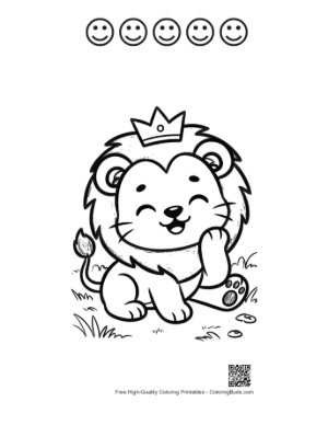 Thumbnail: Happy Baby Lion King Wearing a Crown and Smiling Printable and 5 Happy Face Outline