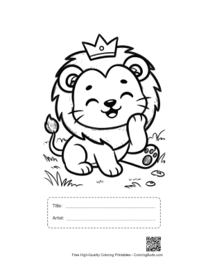 Thumbnail: Happy Baby Lion King Wearing a Crown and Smiling Printable with Title and Artist Box