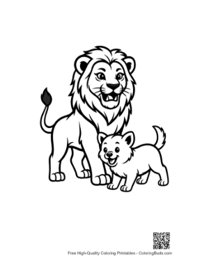 Thumbnail: Majestic Male Lion with Adorable Cub