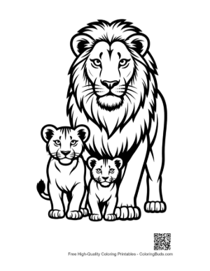 Thumbnail: Majestic Male Lion with Two Cubs
