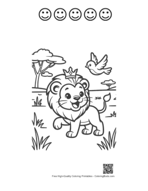 Thumbnail: Male Lion Coloring Sheet Printable and 5 Happy Face Outline