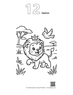 Thumbnail: Male Lion Coloring Sheet Printable Outline Number 12