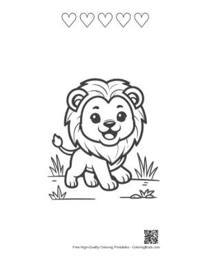 Thumbnail: Male Lion Printable and 5 Heart Outline