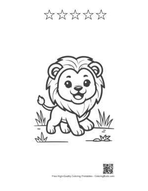 Thumbnail: Male Lion Printable and 5 Star Outline