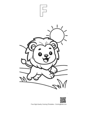 Thumbnail: Male Lion Printable Outline Alphabet F