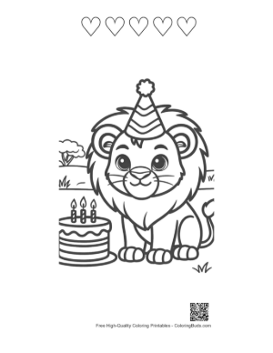 Thumbnail: Male Lion to Color Printable and 5 Heart Outline