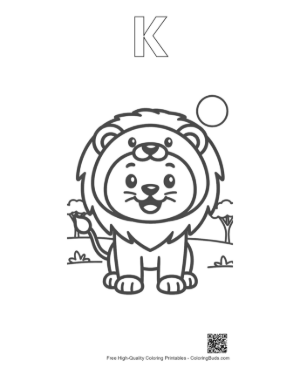 Thumbnail: Male Lion to Color Printable Outline Alphabet K