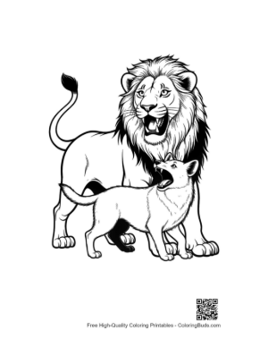 Thumbnail: Mighty Male Lion Roaring with Young Cub