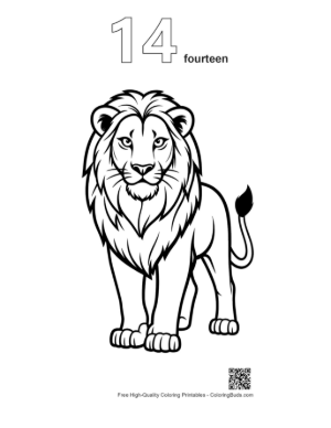 Thumbnail: Mighty Male Lion Standing Proudly Printable Outline Number 14
