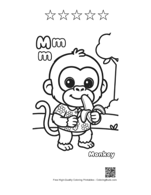 Thumbnail: Chimpanzee Coloring Page Printable and 5 Star Outline