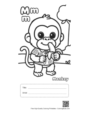 Thumbnail: Chimpanzee Coloring Page Printable with Title and Artist Box