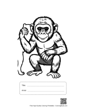 Thumbnail: Chimpanzee Hugging Cute Teddy Bear Printable with Title and Artist Box