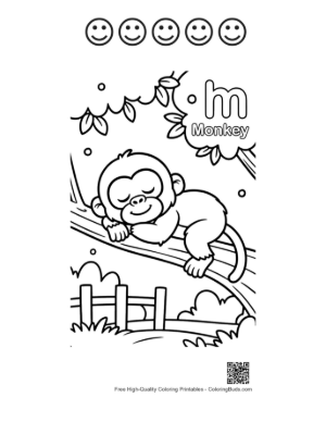Thumbnail: Chimpanzee to Color Printable and 5 Happy Face Outline