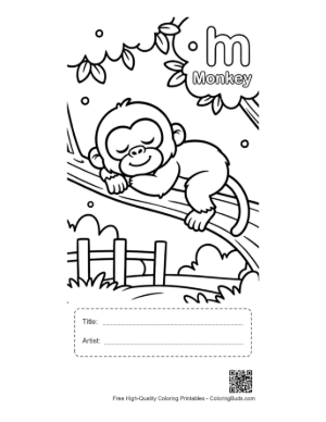 Thumbnail: Chimpanzee to Color Printable with Title and Artist Box