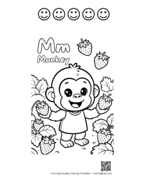Thumbnail: Cute Chimpanzee Printable and 5 Happy Face Outline