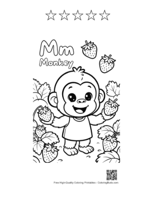Thumbnail: Cute Chimpanzee Printable and 5 Star Outline