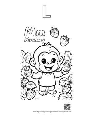 Thumbnail: Cute Chimpanzee Printable Outline Alphabet L