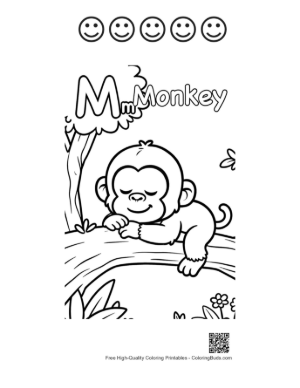 Thumbnail: Download Chimpanzee Coloring Sheet Printable and 5 Happy Face Outline
