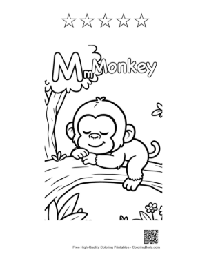 Thumbnail: Download Chimpanzee Coloring Sheet Printable and 5 Star Outline
