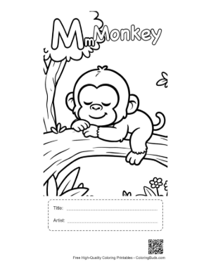Thumbnail: Download Chimpanzee Coloring Sheet Printable with Title and Artist Box