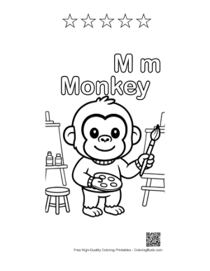 Thumbnail: Free Chimpanzee for Kids Printable and 5 Star Outline
