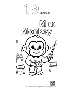 Thumbnail: Free Chimpanzee for Kids Printable Outline Number 19
