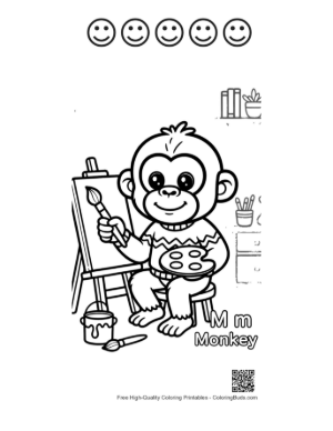 Thumbnail: Free Chimpanzee to Color Printable and 5 Happy Face Outline