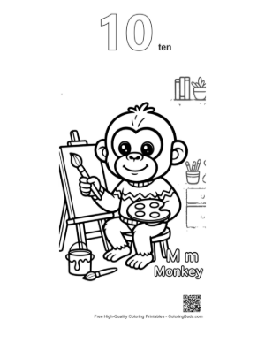 Thumbnail: Free Chimpanzee to Color Printable Outline Number 10