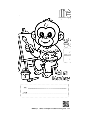 Thumbnail: Free Chimpanzee to Color Printable with Title and Artist Box