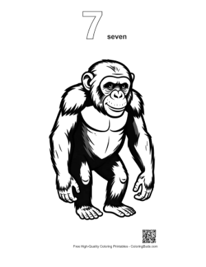 Thumbnail: Muscular Chimpanzee Standing Boldly Printable Outline Number 7