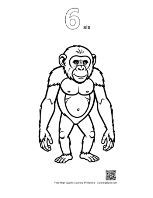 Thumbnail: Playful Chimpanzee Standing Tall Printable Outline Number 6