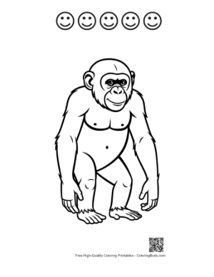Thumbnail: Playful Chimpanzee Standing Upright Printable and 5 Happy Face Outline