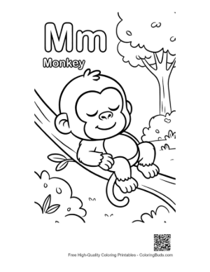 Thumbnail: Tired Young Chimp Dreaming on a Jungle Vine Printable