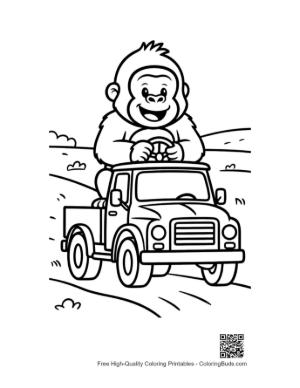 Thumbnail: Adventurous Little Gorilla Driving His Own Toy Truck Printable