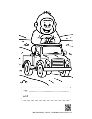 Thumbnail: Adventurous Little Gorilla Driving His Own Toy Truck Printable with Title and Artist Box