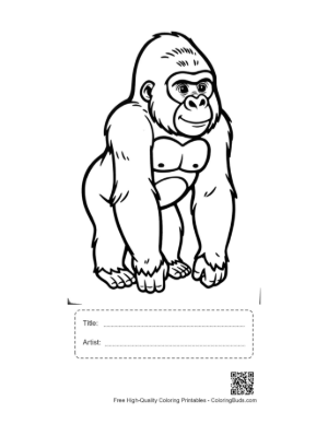 Thumbnail: Cheerful Cartoon Gorilla Standing Proudly Printable with Title and Artist Box