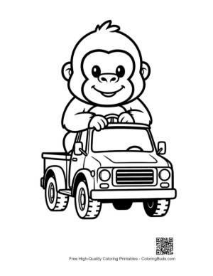 Thumbnail: Cute Baby Gorilla Sitting in a Vintage Pickup Truck Printable