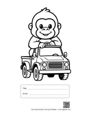 Thumbnail: Cute Baby Gorilla Sitting in a Vintage Pickup Truck Printable with Title and Artist Box