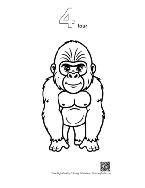 Thumbnail: Cute Cartoon Gorilla Smiling Printable Outline Number 4