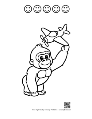 Thumbnail: Cute Gorilla Printable and 5 Happy Face Outline