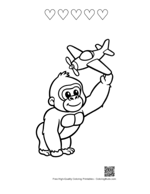 Thumbnail: Cute Gorilla Printable and 5 Heart Outline