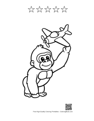 Thumbnail: Cute Gorilla Printable and 5 Star Outline