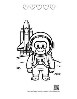 Thumbnail: Easy Gorilla Coloring Page Printable and 5 Heart Outline