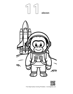 Thumbnail: Easy Gorilla Coloring Page Printable Outline Number 11