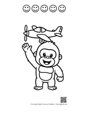 Thumbnail: Easy Gorilla to Color Printable and 5 Happy Face Outline