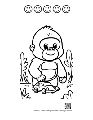 Thumbnail: Free Gorilla for Kids Printable and 5 Happy Face Outline
