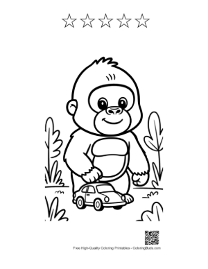 Thumbnail: Free Gorilla for Kids Printable and 5 Star Outline
