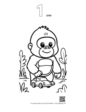 Thumbnail: Free Gorilla for Kids Printable Outline Number 1